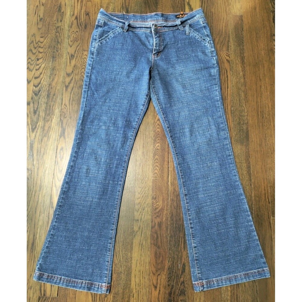 A.M.-P.M. Collection Jeans Juniors High Rise Boot Cut Red Stitching 13/14